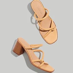 Madewell Leather Strappy Sandals | Vintage Beige | 2.5" Heel | NWT